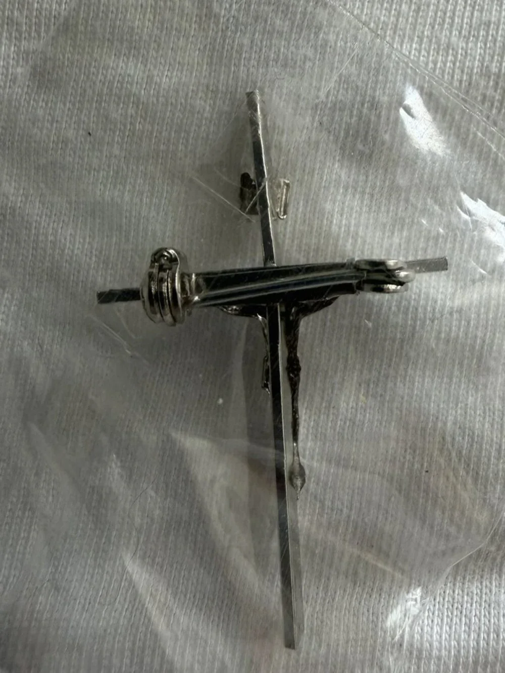 Silver Tone Crucifix Jesus Barrette-Style Clip